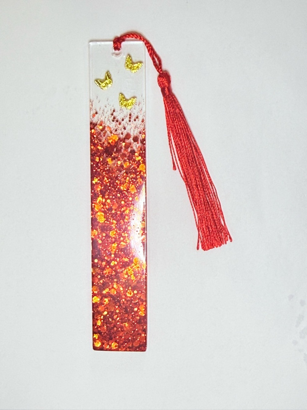 Red Glitter Resin Bookmark with Tassel